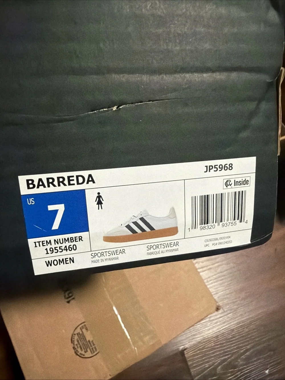 Adidas Women White Black Gum Sole Low Top Striped Athletic Sneakers . Size 7 - Picture 5 of 5
